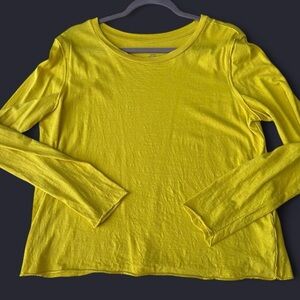 Bold Yellow Anthropologie Long Sleeve Shirt | Raw Hem & Inside Out Stitching